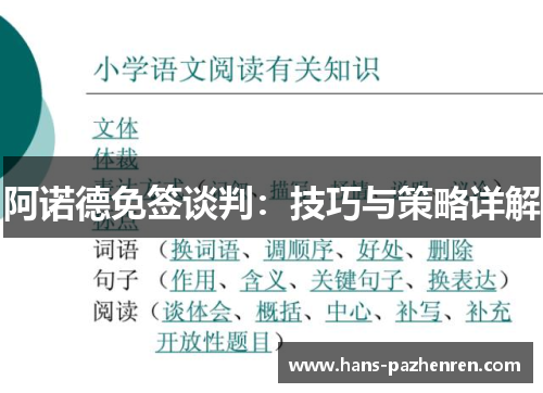 阿诺德免签谈判:技巧与策略详解 阿诺德免签谈判:技巧与策略详解